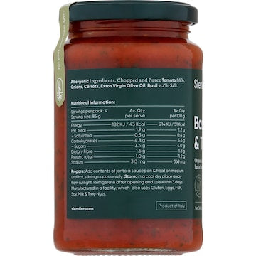 Slendier Basil & Tomato Pasta Sauce 340g