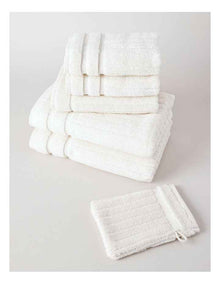 Cotton Ribbed Towel Set - Cream