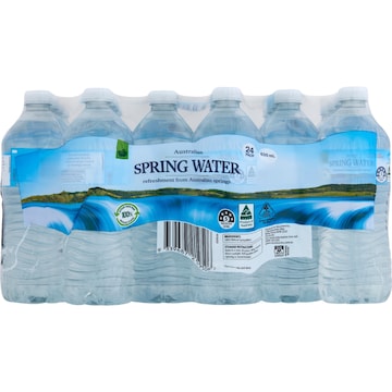 Woolworths Spring Water Bottles 600mL x 24 pack
