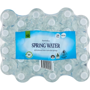 Woolworths Spring Water Bottles 600mL x 24 pack