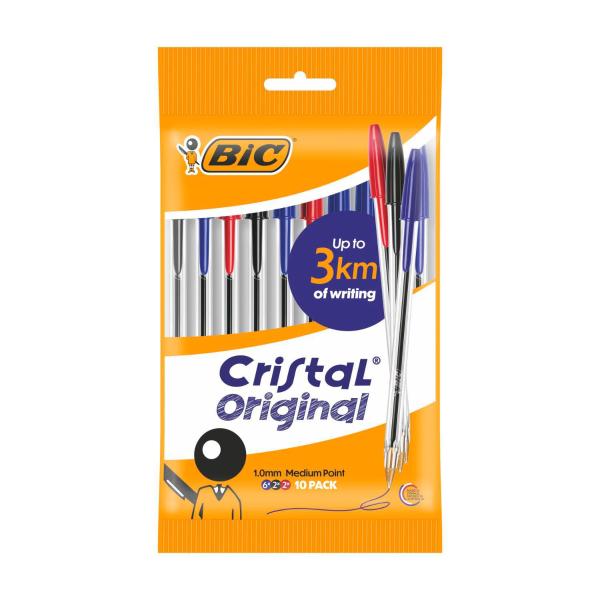 BIC CRISTAL ORIGINAL PEN ASSORTED 10 PACK