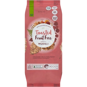 Woolworths Fruit Free Toasted Muesli 750g