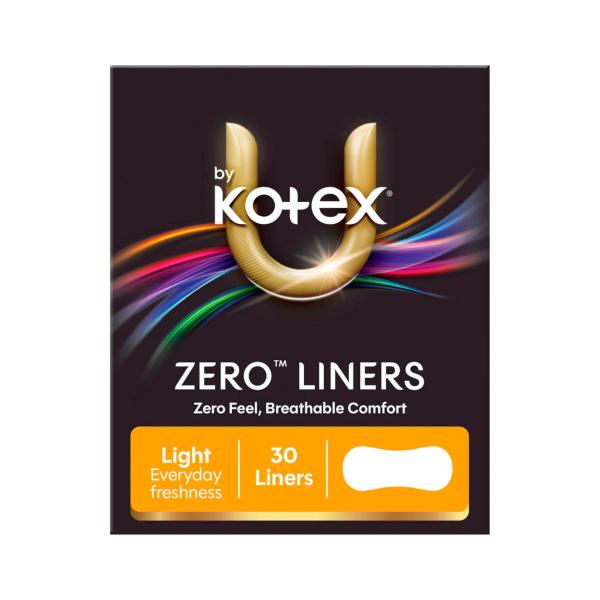 U BY KOTEX ZERO NUDE LINERS 30 PACK