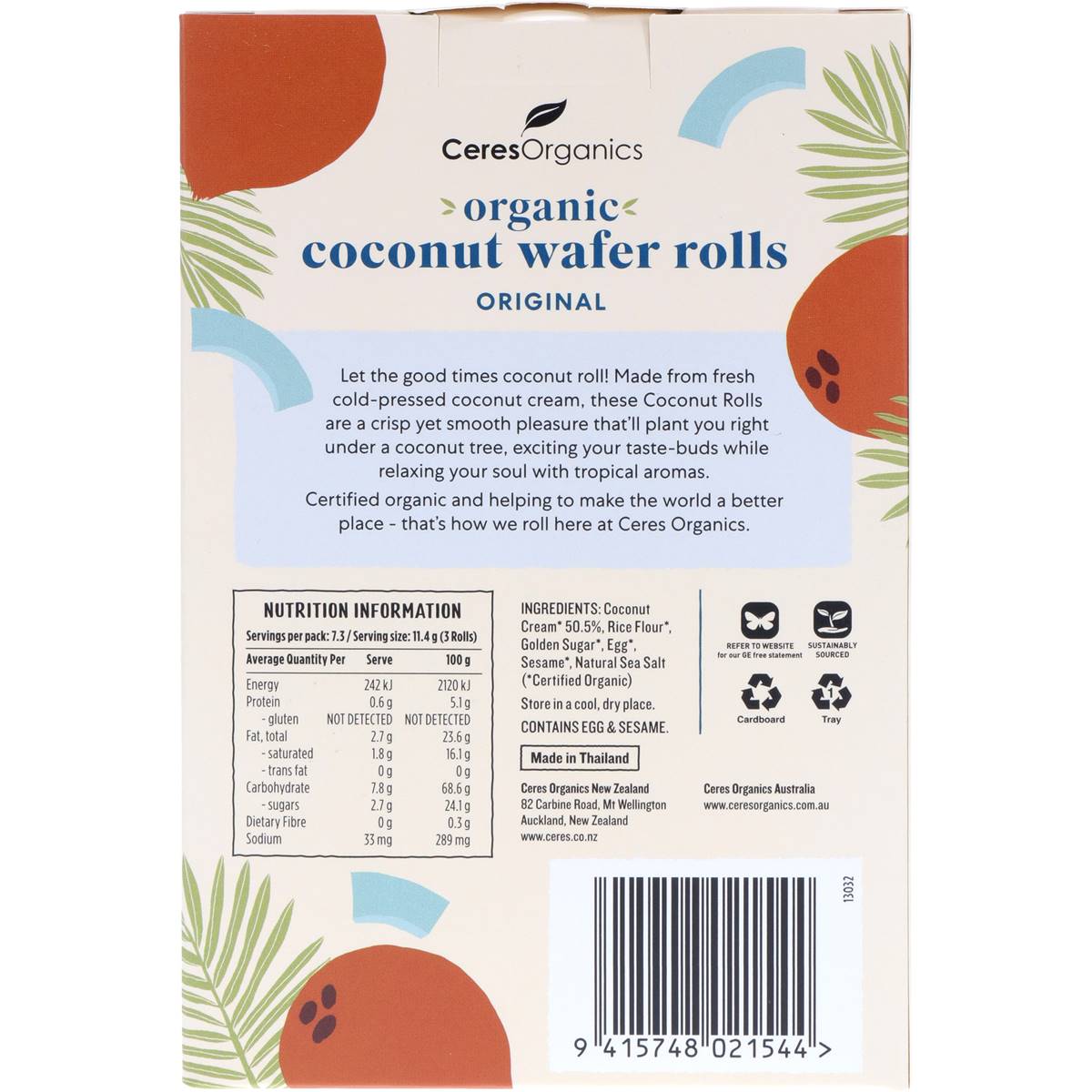Ceres Organics Coconut Rolls 80g