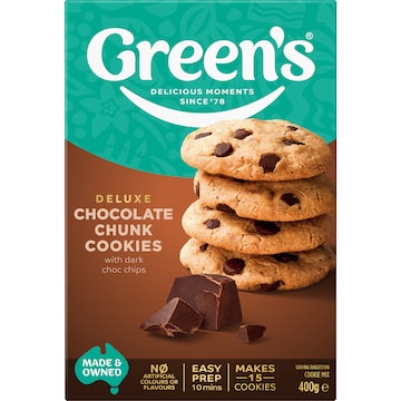 Green's Deluxe Dark Choc Chunk Cookies Mix 400g