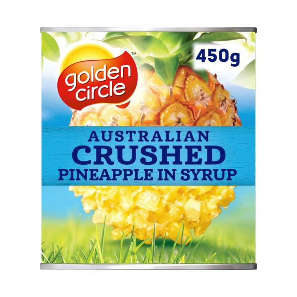 GOLDEN CIRCLE AUSTRALIAN PINEAPPLE:CRUSHED IN SYRUP:.:450 GRAM