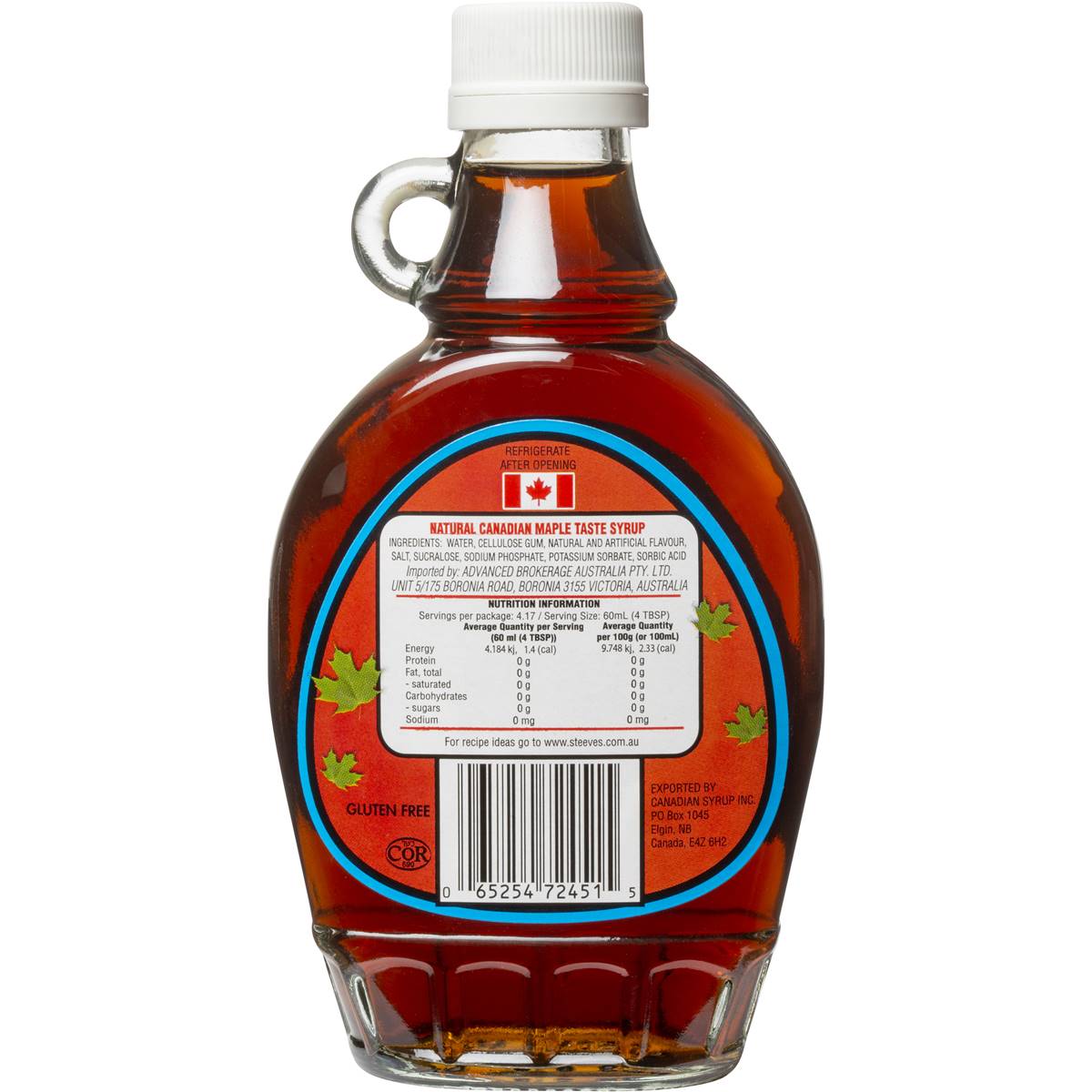 Steeves Maples Sugar Free Syrup 250ml