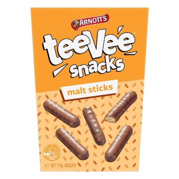Arnott's Tee Vee Snacks Malt Sticks Chocolate Biscuits 175g