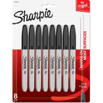 Sharpie Permanent Marker Pens Fine Point Black 8 pack