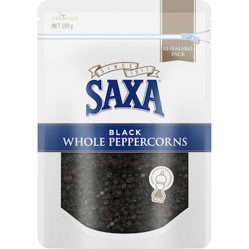 Saxa Black Whole Peppercorns Pepper 190g