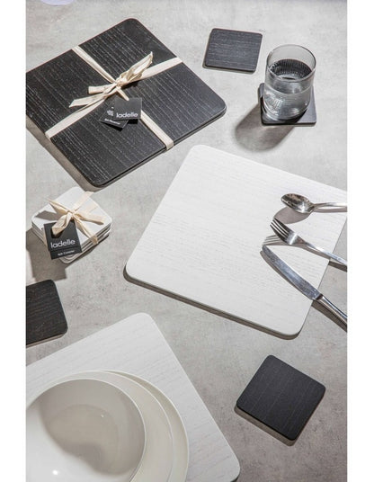 Veneer Coaster 4 Pack in White Wash