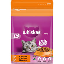 Whiskas Adult 1+ Years Dry Cat Food Chicken & Rabbit Flavours 800g