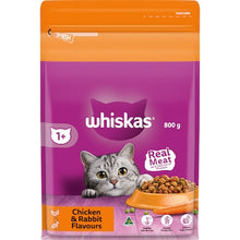 Whiskas Adult 1+ Years Dry Cat Food Chicken & Rabbit Flavours 800g