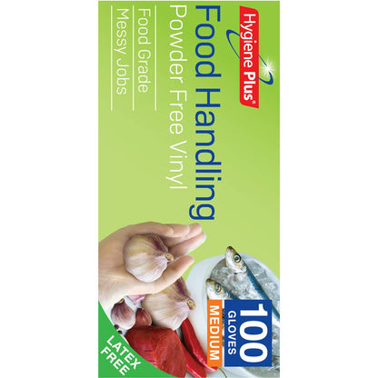 Hygiene Plus Food Handling Powder Free Vinyl Gloves Medium 100 pack
