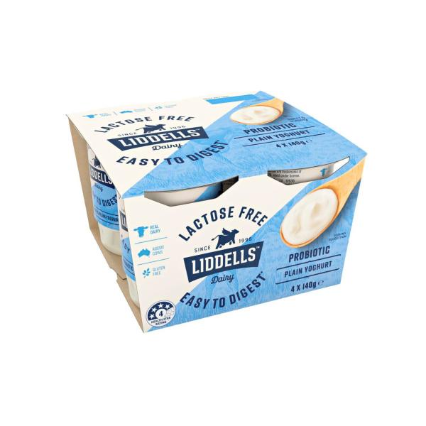 LIDDELLS LACTOSE FREE YOGHURT PLAIN 4 X 140G