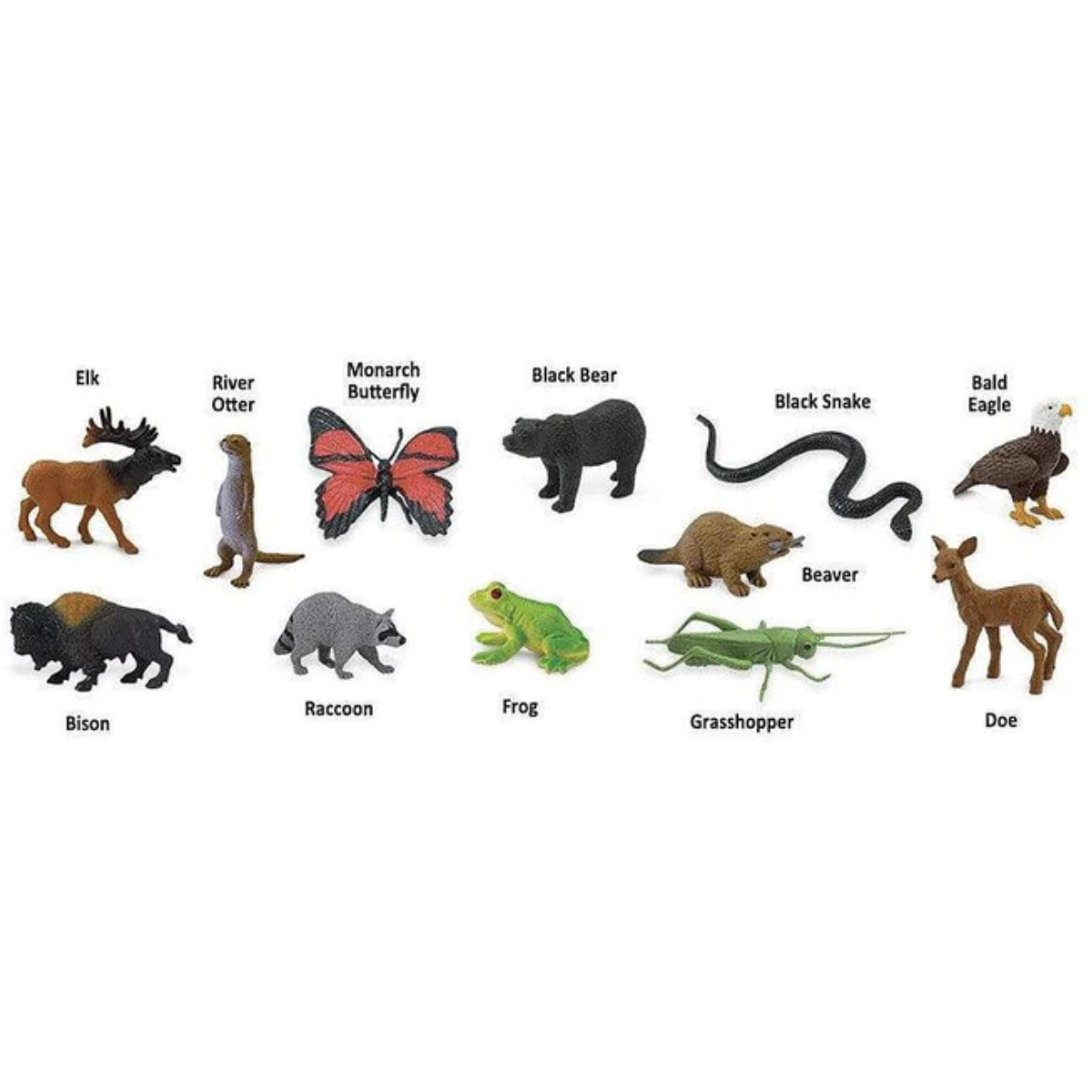 Tube of 12 Woodland Forest Animal Figurines Montessori Language Learning Figurines In the Woods by Safari Ltd Toob Range Clearance 3yrs+