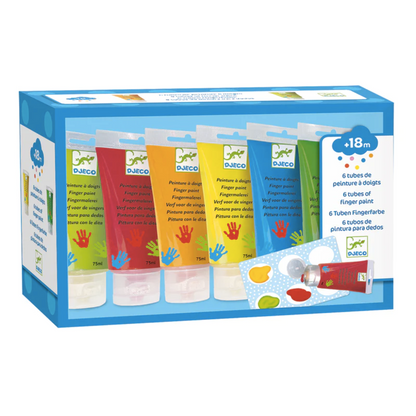 Finger Paint Tubes 6 Colours by Djeco Stationary Toddler Art and Craft Motor Skills Developmental Toys for Toddlers 18m+
