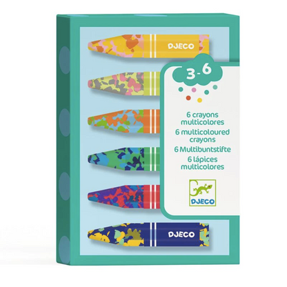 Crayons Multicoloured Flower 6pc by Djeco Stationary Art and craft for kids Clearance 3yrs+