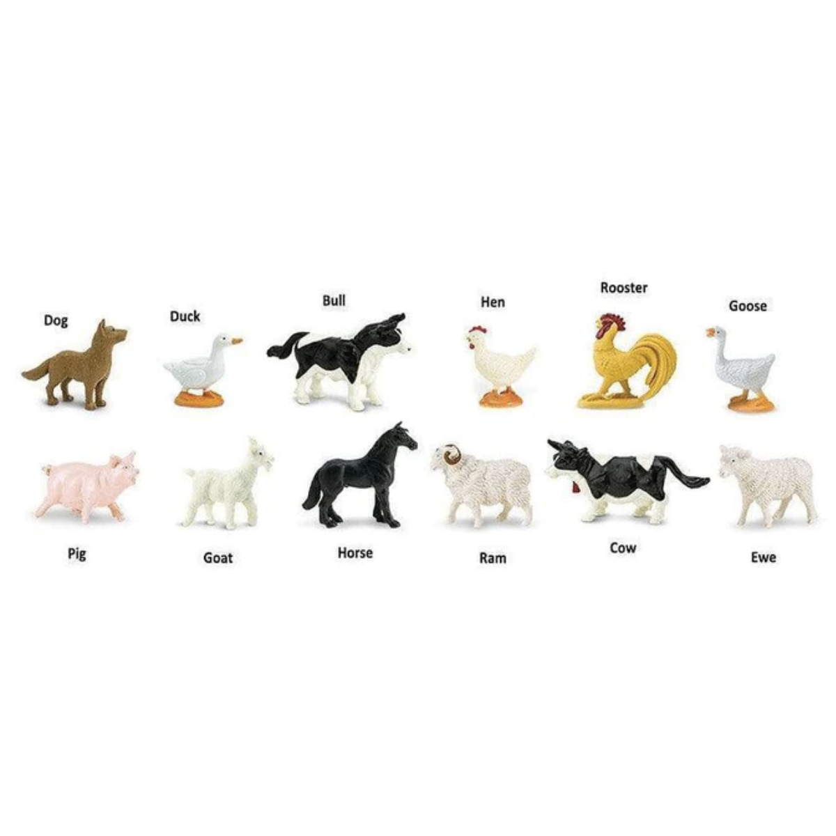 Tube of 12 Farm Animal Figurines Montessori Language Learning Figurines by Safari Ltd Toob Range Best Seller 3yrs+