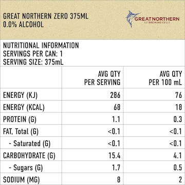 Great Northern Brewing Co Non Alcoholic Beer Cans 375mL x 6 pack