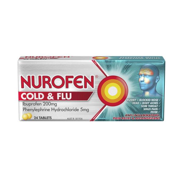 NUROFEN COLD & FLU IBUPROFEN 200MG TABLETS 24PK