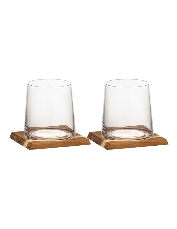 Harvey Whisky Glass & Coaster Set 2 Pack in Clear