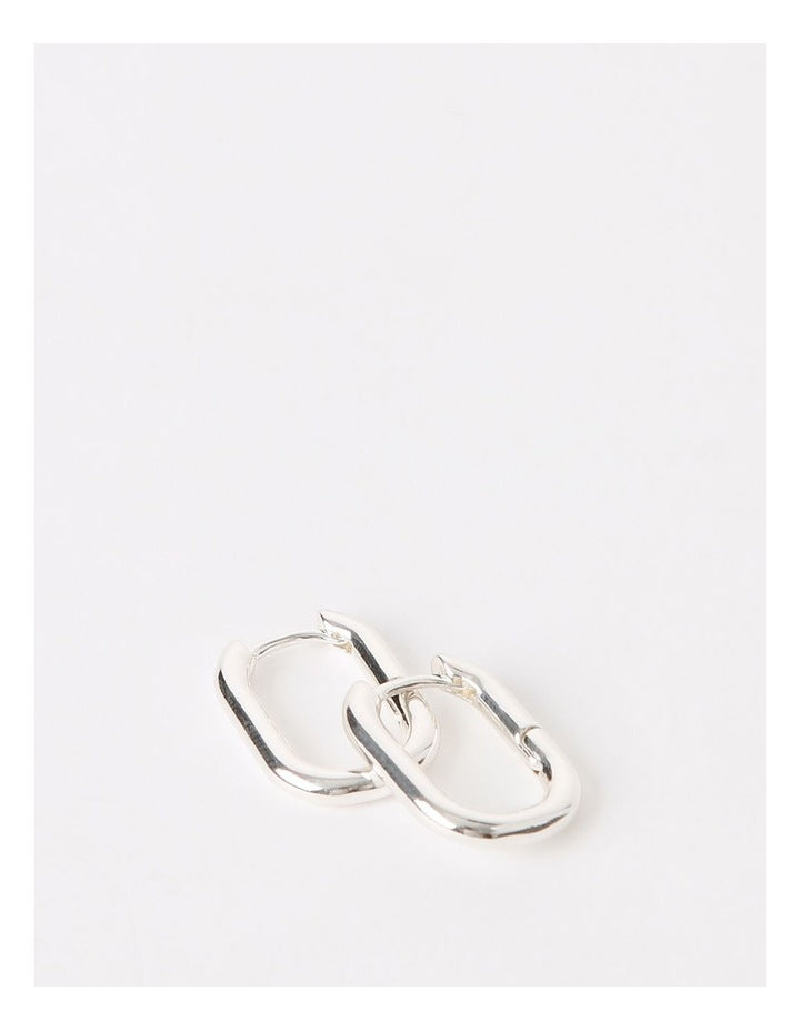 Rectangle Click Hoop Earring in Silver
