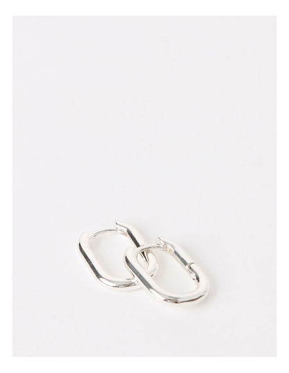 Rectangle Click Hoop Earring in Silver