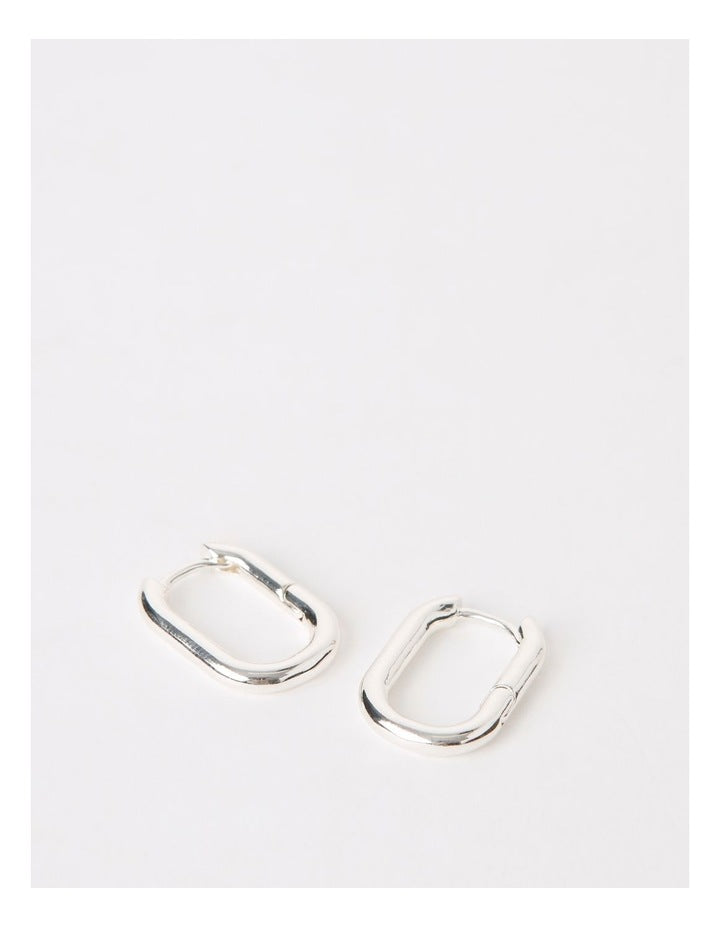 Rectangle Click Hoop Earring in Silver