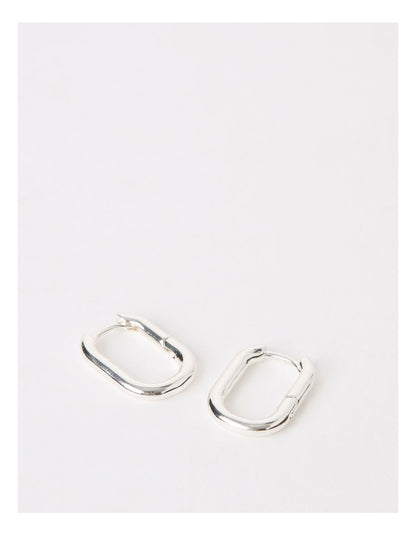 Rectangle Click Hoop Earring in Silver