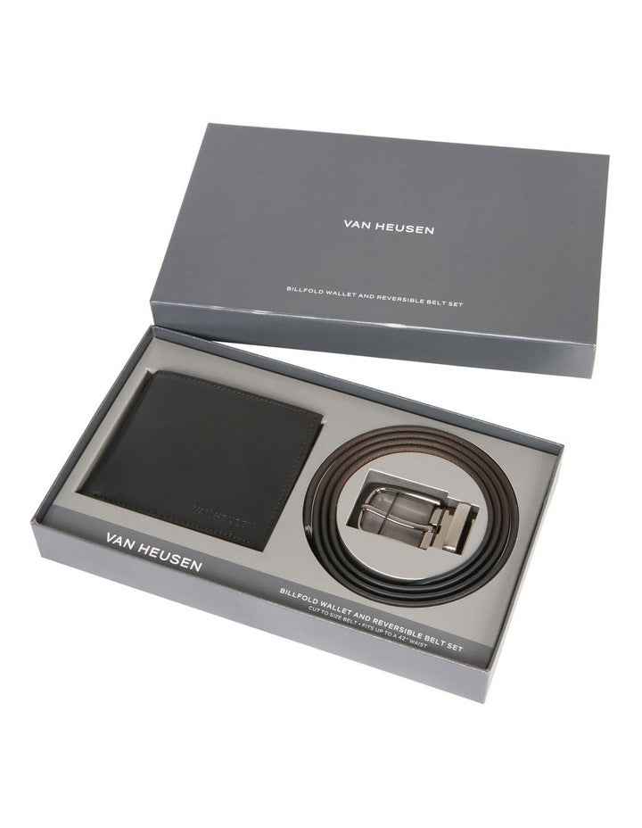 Belt and Wallet Gift Set in Black