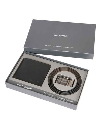 Belt and Wallet Gift Set in Black