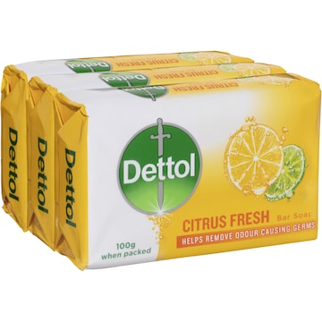 Dettol Citrus Fresh Bar Soap 100g x 3 pack