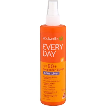 Woolworths SPF 50+ Everyday Sensitive Sunscreen Spray 200mL