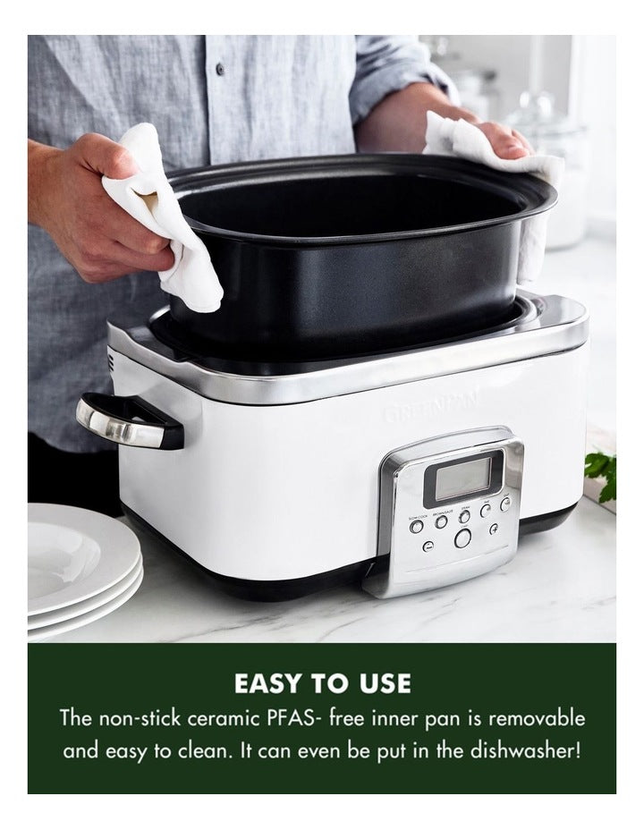 Elite Slow Cooker 6L in Cloud Cream PFAS-free coating