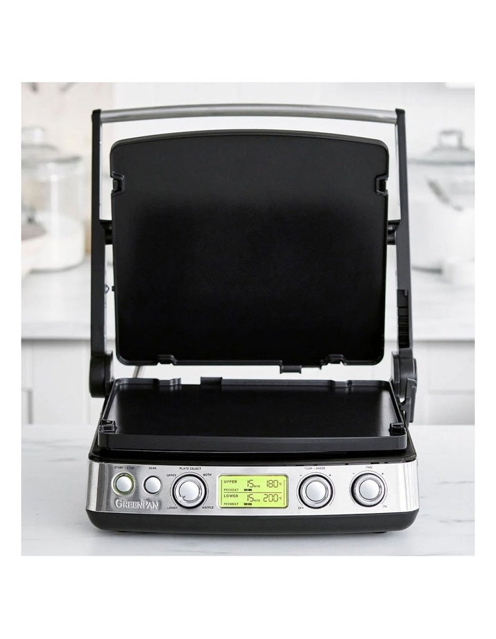 Elite Non-Stick 3-in-1 Contact Grill & Indoor BBQ, Black PFAS-free coating