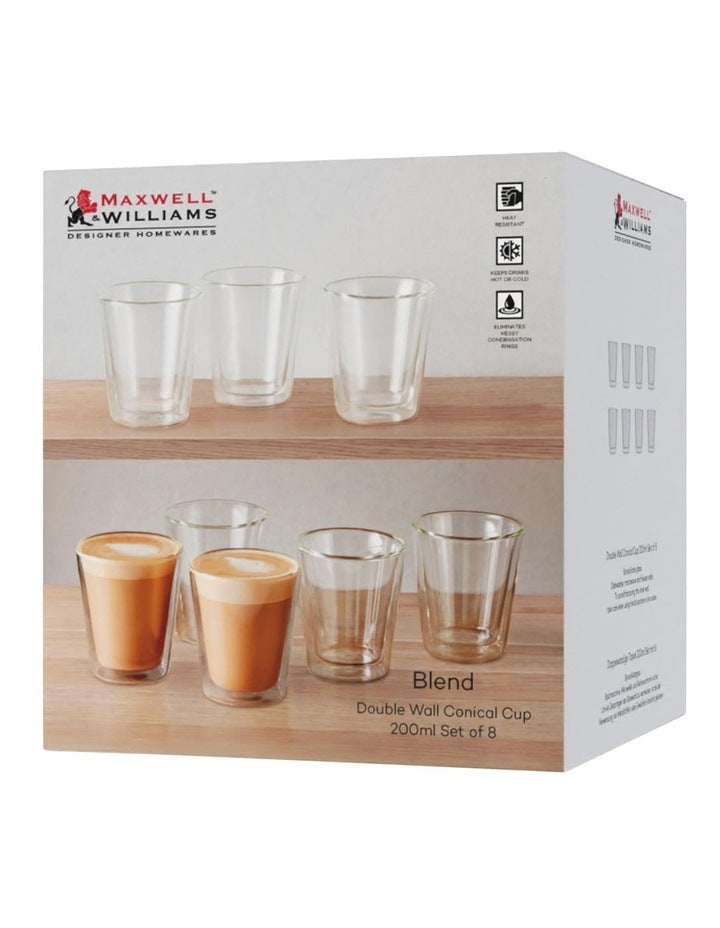 Blend Double Wall Conical Cup 200ml Set of 8 Gift Boxed