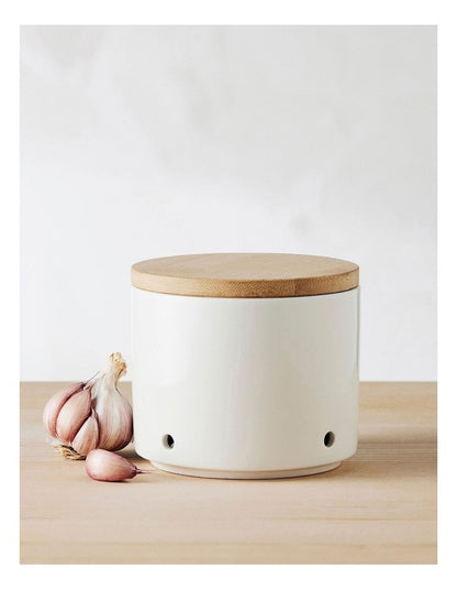 White Basics Garlic Pot Gift Boxed in White