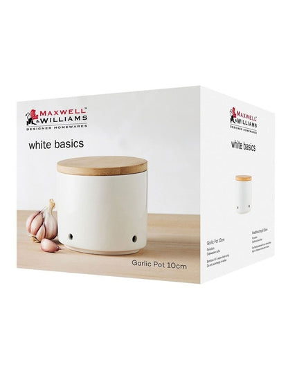 White Basics Garlic Pot Gift Boxed in White
