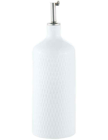 White Basics Diamonds Oil Bottle With Stainless Steel Pourer 500ml Gift Boxed in White