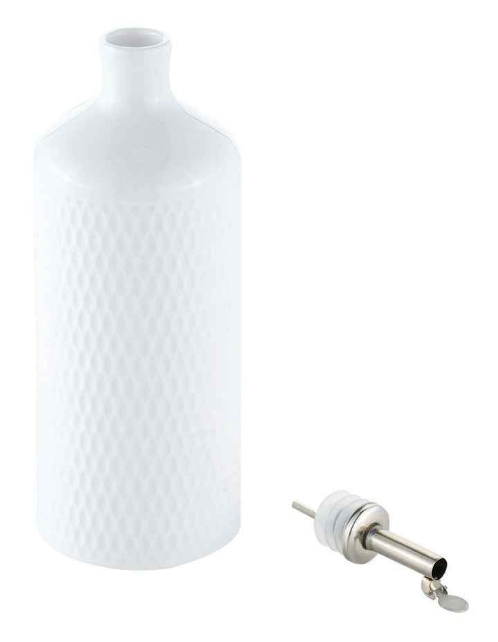 White Basics Diamonds Oil Bottle With Stainless Steel Pourer 500ml Gift Boxed in White