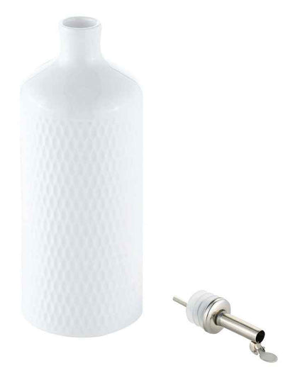 White Basics Diamonds Oil Bottle With Stainless Steel Pourer 500ml Gift Boxed in White