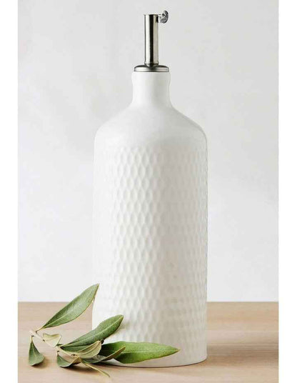 White Basics Diamonds Oil Bottle With Stainless Steel Pourer 500ml Gift Boxed in White