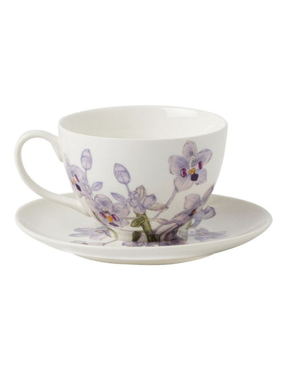 Royal Botanic Gardens Australian Orchids Cup & Saucer 240ml Gift Boxed Lilac