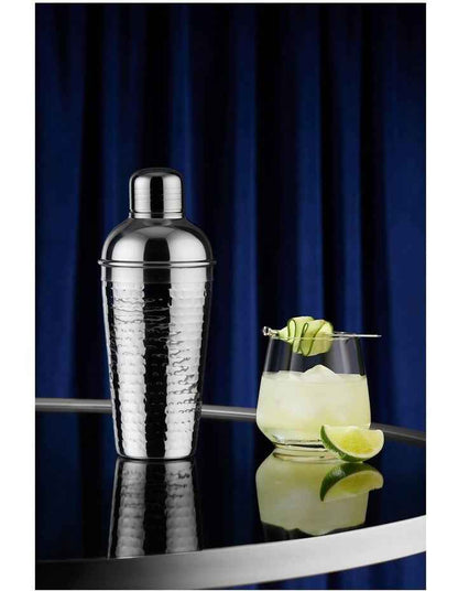 Cocktail & Co Lexington Hammered Cocktail Shaker 500ml Gift Boxed  in Silver