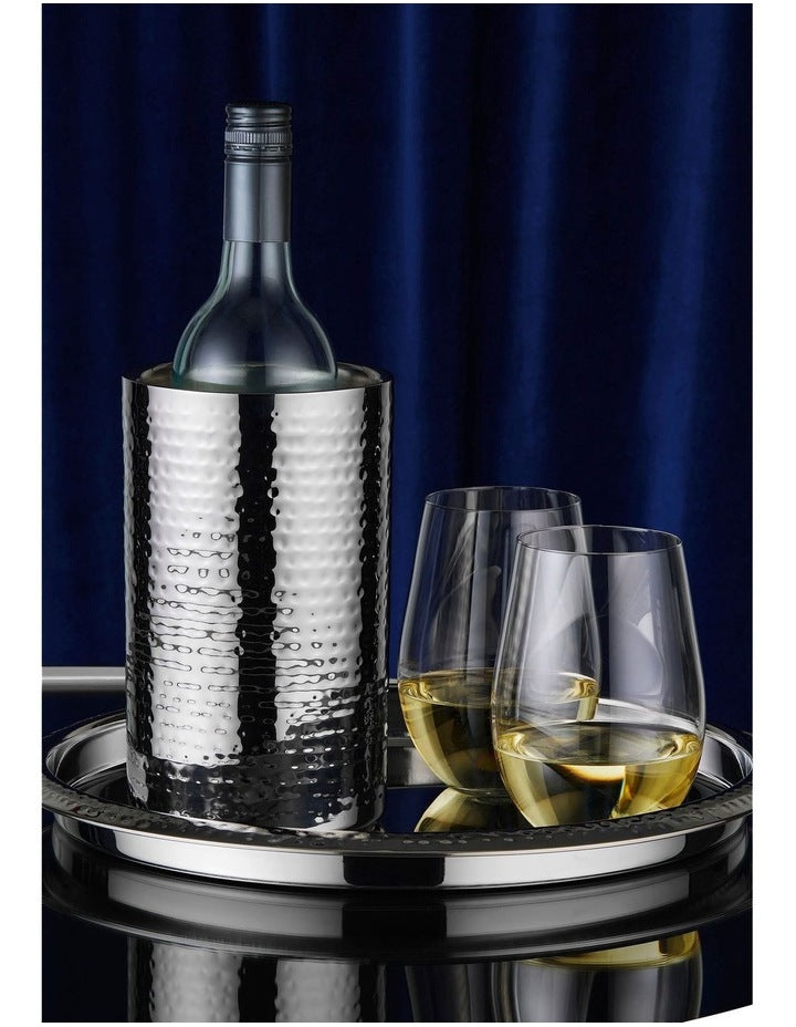 Cocktail & Co Lexington Hammered Wine Cooler Gift Boxed in Silver