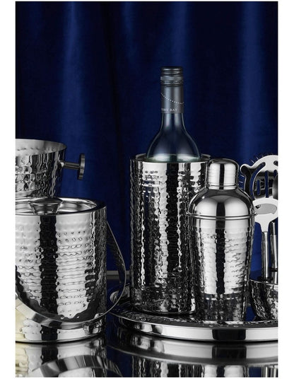 Cocktail & Co Lexington Hammered Wine Cooler Gift Boxed in Silver