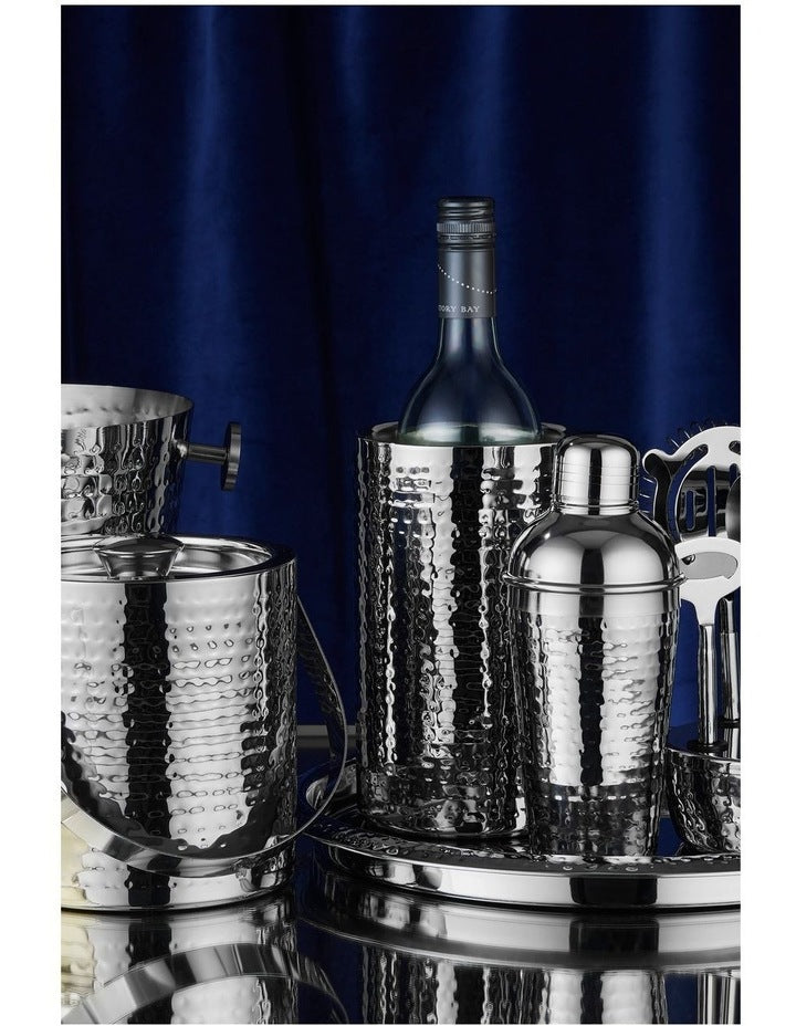 Cocktail & Co Lexington Hammered Round Tray 35.5x2.5cm Gift Boxed in Silver
