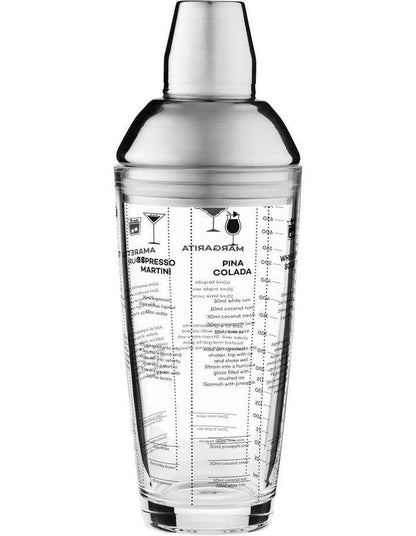 Cocktail & Co Glass Cocktail Recipe Shaker 680ml Gift Boxed