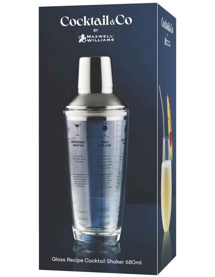 Cocktail & Co Glass Cocktail Recipe Shaker 680ml Gift Boxed